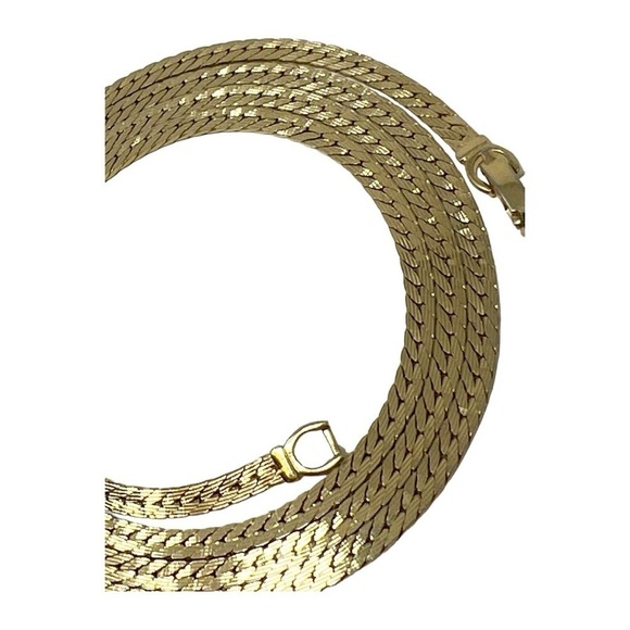 Vintage Monet Gold Plated Herringbone Chain Necklace 29” - Picture 5 of 5